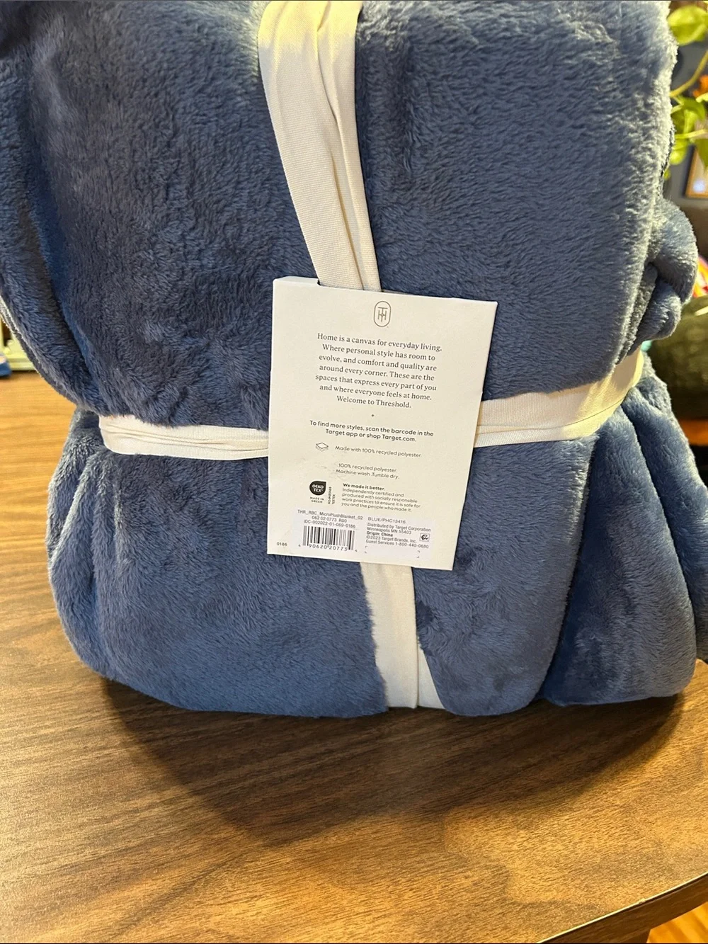 Threshold Plush Microplush Blanket - Blue